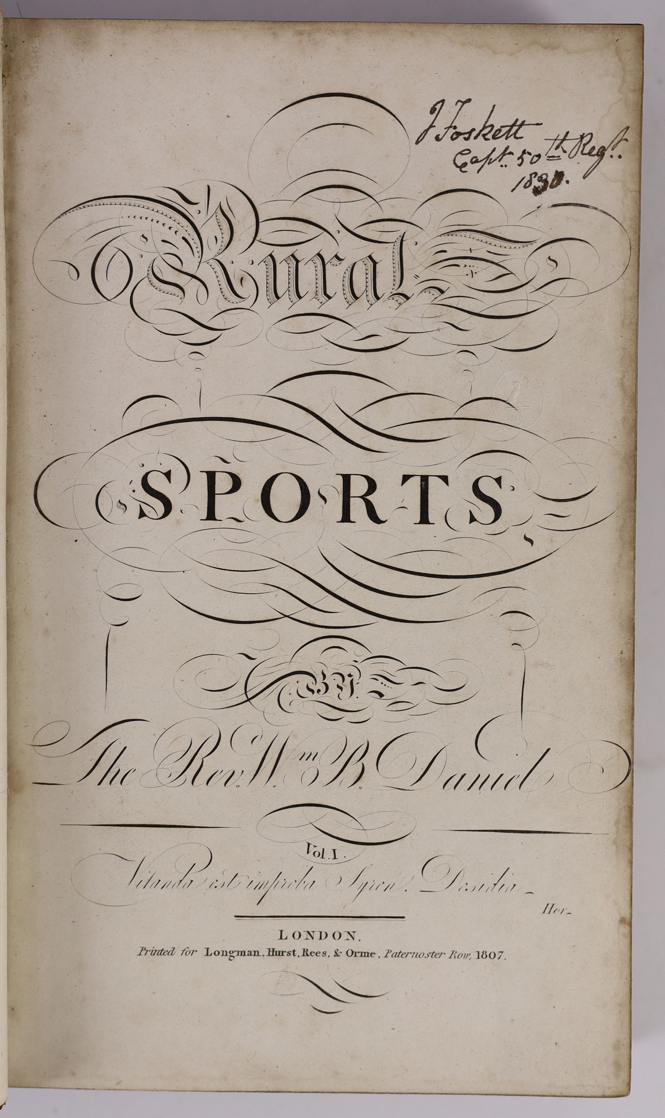 Daniel, William Barker - Rural Sports, 3 vols, 8vo, calf gilt line ruled, spotted throughout, London, 1807